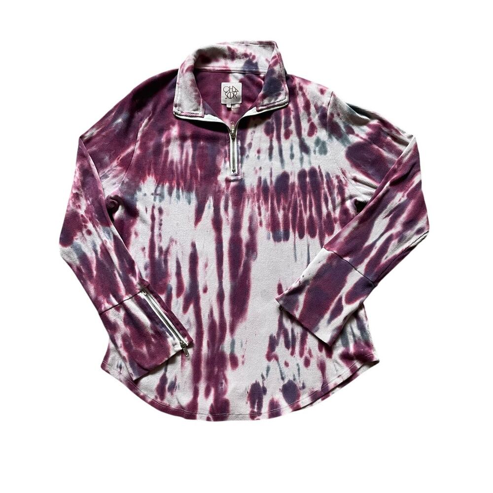CHASER Womens/Teen Thermal Tie Dye Quarter Zip Size XL zip Henley Ribbed Anthro